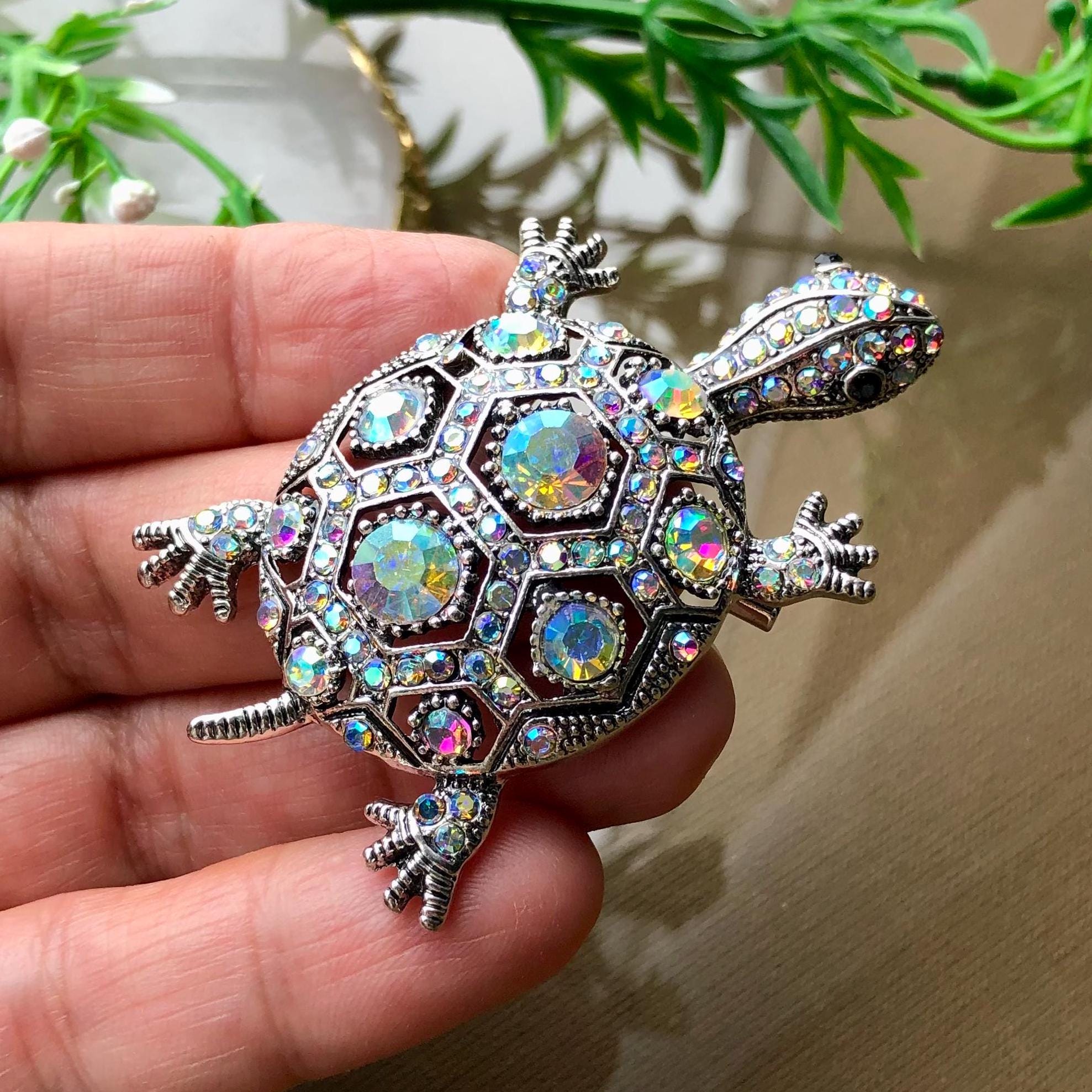 Vntage Turtle Brooch, Whte Turtle Pn, Gold Turtle Brooch, Tortose...