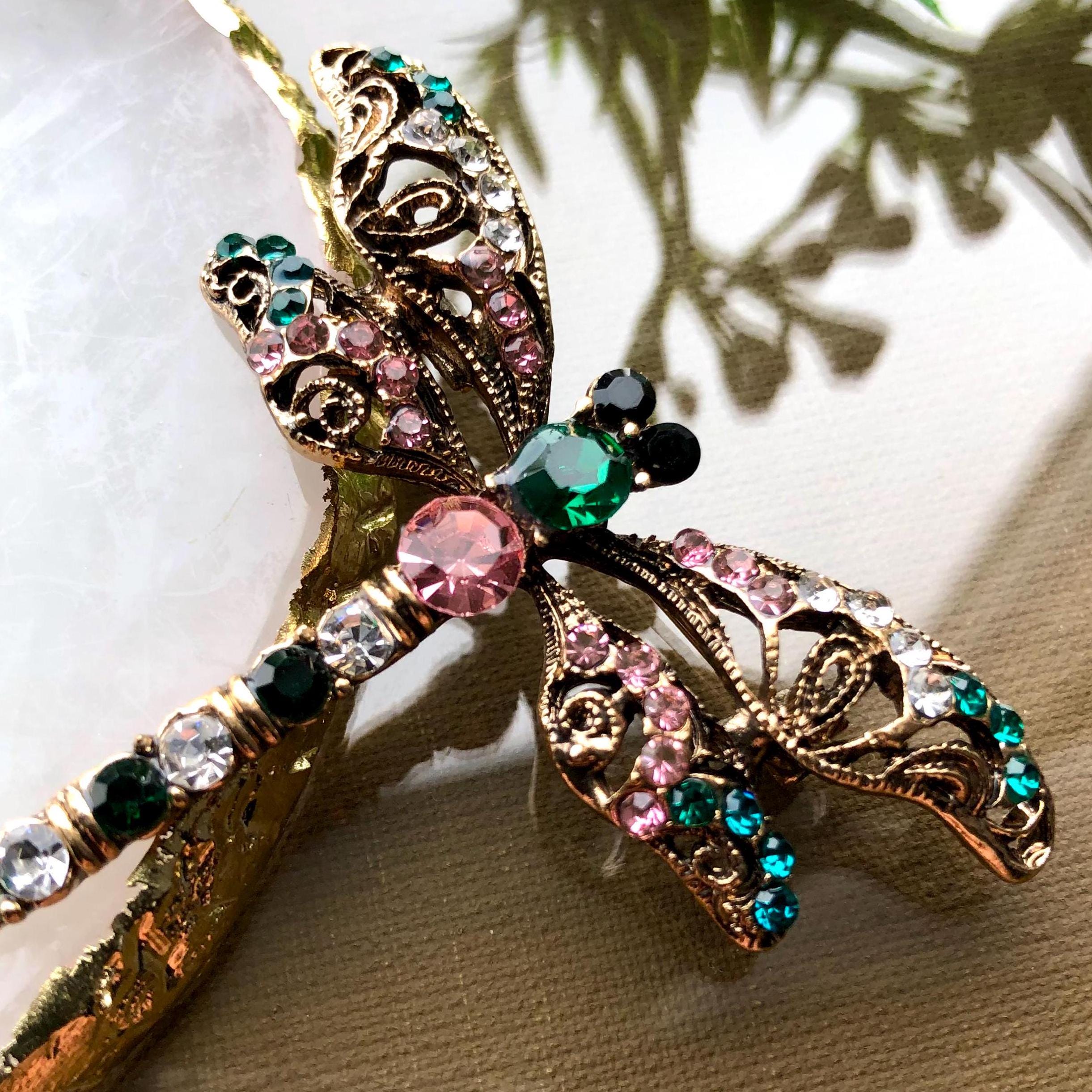 Crystal Rhinestone Dragonfly Brooch, Dragonflies Pin, Insect