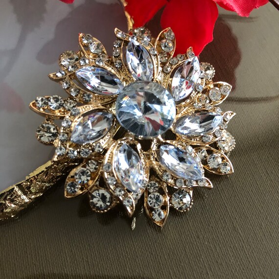 Crystal Rhinestone Round Brooch, White Jewelry, V… - image 7