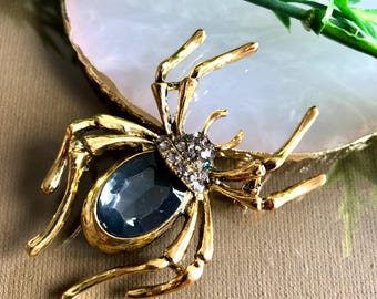 Crystal Rhinestone Spider Brooch: Vintage Style Insect Pin