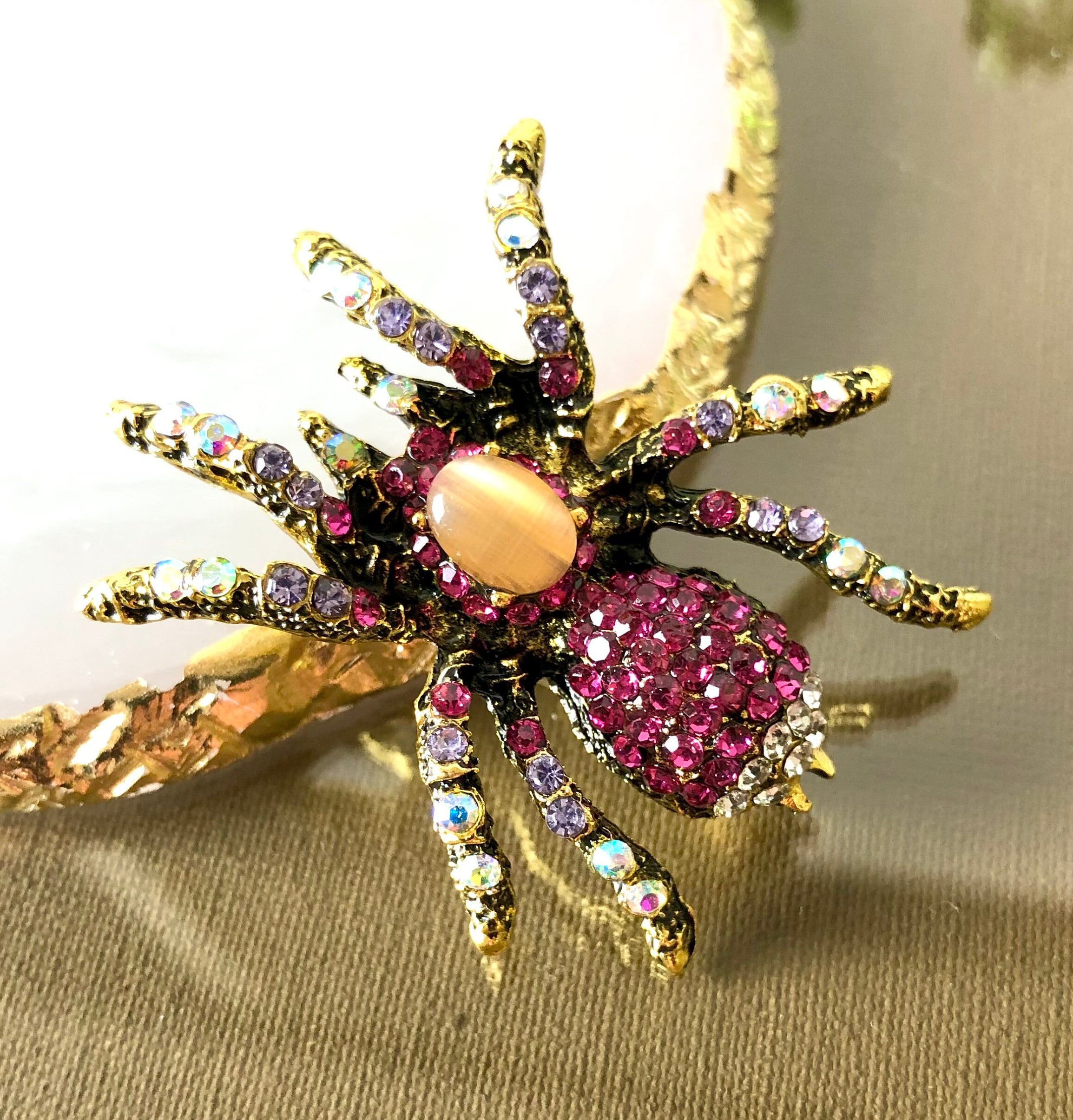 Spilla Ragno Gotica Con Strass - Accessorio Zaino, Costume Halloween, Gioiello Unisex Nero, 5 X 4.5 Cm