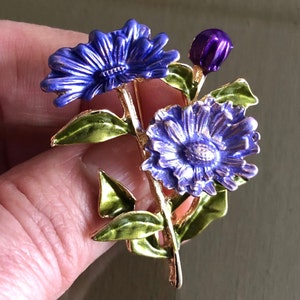 Purple Flower Brooch, Floral Jewelry Pin for Women, Unique Botanical Accessory Gift