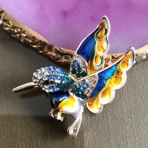 Kolibrie broche, kleine broche, kolibrie sieraden broche, vogel broche, kolibrie cadeau, kolibrie aanwezig afbeelding 1