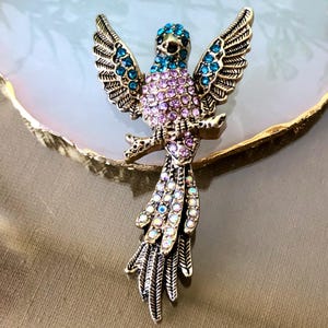 Spilla a forma di uccello, gioiello con strass a forma di uccello, regalo per donne o uomini