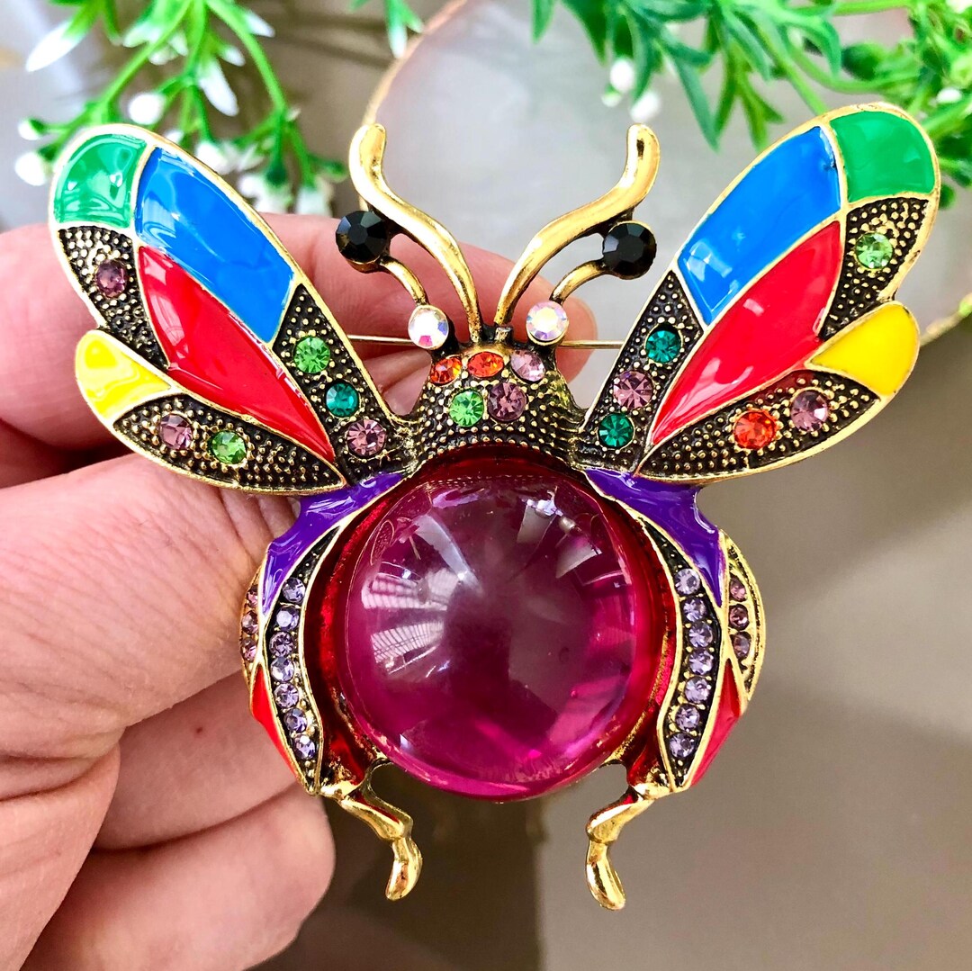 Colorful Bumble Bee Brooch: Crystal Rhinestone Enamel Pin - Etsy