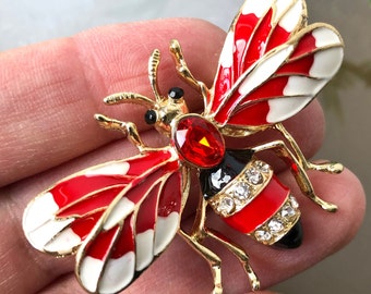 Roter Käfer Brosche: Vintage Stil Strass Insekt Insekt Anstecker