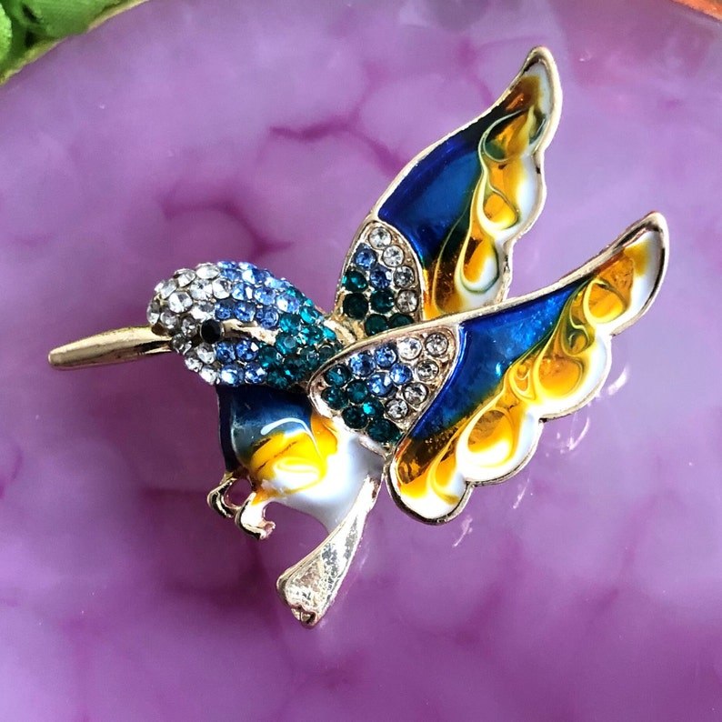 Kolibrie broche, kleine broche, kolibrie sieraden broche, vogel broche, kolibrie cadeau, kolibrie aanwezig afbeelding 5