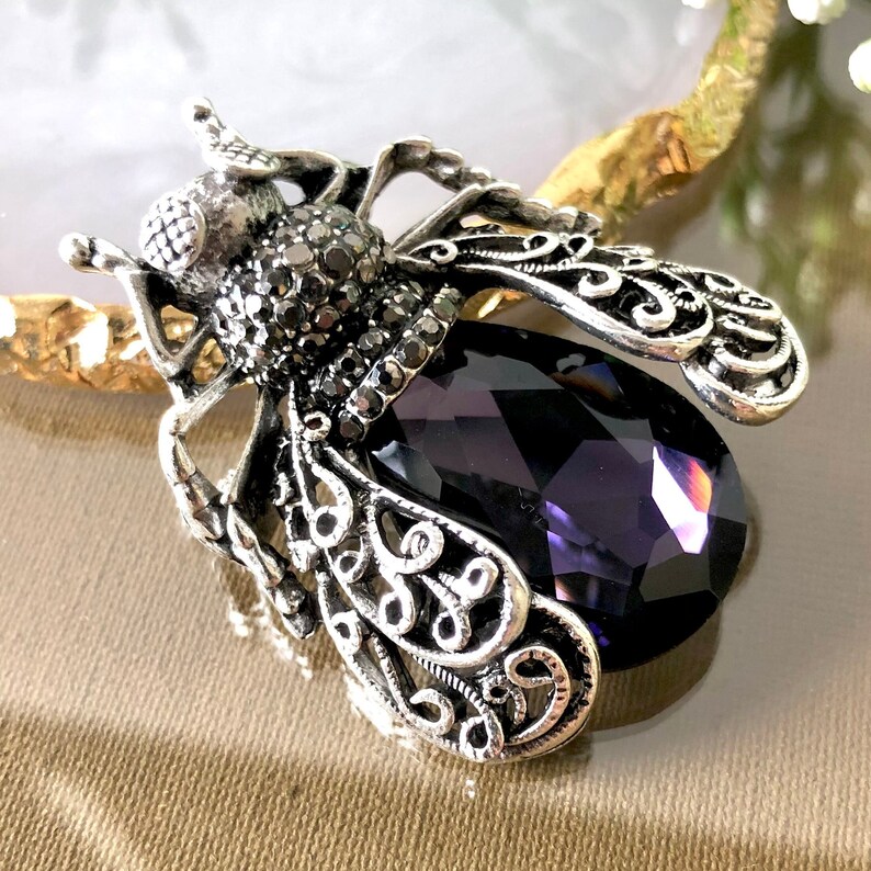 Crystal Bumble Bee Brooch: Vintage Rhinestone Insect Pin - Etsy