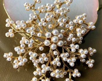 White Pearl Brooch, Large Brooch, Pearl Brooch, Pearl Brooch Jewellery, Vintage Style Jewelry