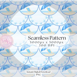 Blue Watercolor Seamless Pattern, Preppy Coastal Digital Paper, Grandmillennial Beach Files, Trendy Pastel Mermaid Scale Repeating Patterns