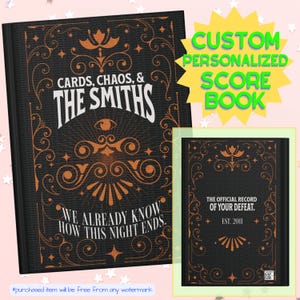 Marcador de puntuación de naipes personalizado, blocs de puntuación personalizados para noches de juegos, regalo de inauguración de la casa para noches de juegos, cuaderno de puntuación de juegos de mesa