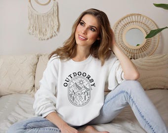 Outdoorsy-ish sweater gift, Funny Camping Sweatshirt, gift for her, Glamping Birthday sweatshirt, cute outdoors crewneck, fun nature shirt