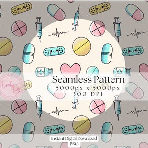 Nurse Seamless Pattern, Nurses Themed Repeating File, Nurse Seamless, Medical Repeat Files, Nursing Assistant Patterns, Healthcare Papers