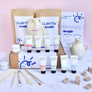 Töpferset Geschenkset - Zuhause Töpfern ohne Brennofen Perfekt als Geschenk