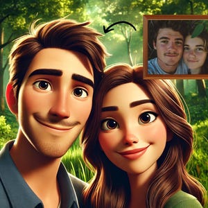 Custom Cartoon Animation, Cartoon Portrait from Photo, Family Portrait, Cartoon Couple, Gift for Family,   Up to 2 Characters