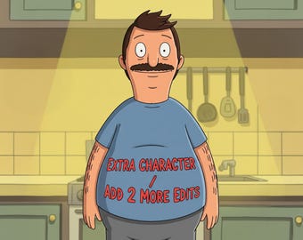 Bob&#39;s Burgers Portrait Add-On: Extra Person or 2 Revisions (Digital Upgrade)
