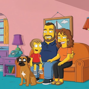Custom Simpsons Family Portrait – Personalized Cartoon Art – Couch or Outdoor Scene – Digital File