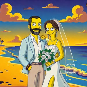 Simpson Custom Portrait, Simpsons Gift, Yellow Cartoon,  Anniversary Gift for Her/Him| Personalized Printable Artwork for Him or Her