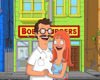 Custom Cartoon Portrait: Bob TV Show Style Family Art (Digital Product)