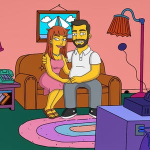 Custom Simpsons Couch Couple Portrait – Personalized Cartoon Illustration – Funny Gift for Anniversary, Birthday or Any Special Occasion