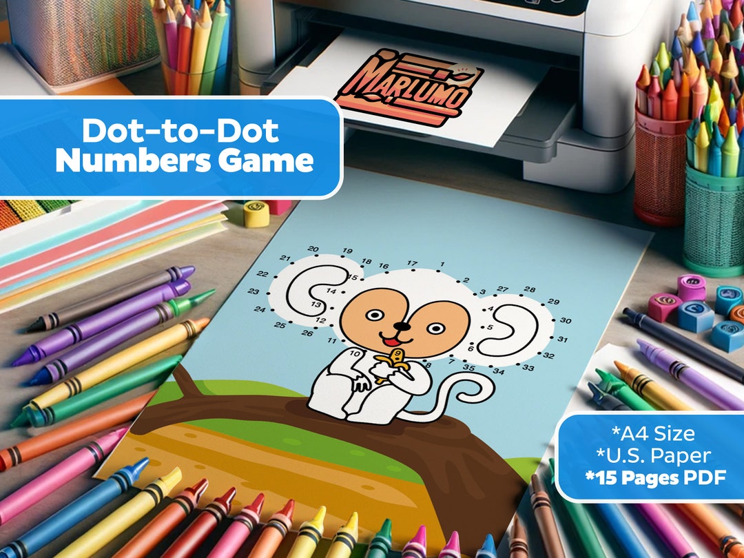 Dot-to-dot Numbers Game and Coloring Book 15 Animal Pages, Learn ...
