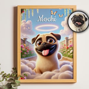 Custom Cartoon Pet Portrait with Angel Wings and Halo | Dog Portrait from Photo | Memorial Pet Gift | Animal Loss Keepsake | Digital File
