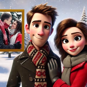 Pixar-Style Couple Cartoon Portrait from Photo | Unique Anniversary Gift | Custom Digital Drawing for Him or Her