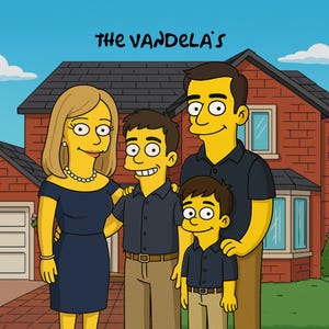 Custom Simpson Portrait, Birthday Gift, 4 Characters Cartoon Drawing from Photo | Personalized Digital Illustratio, Funny Gift for Him