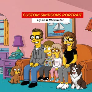 Custom Simpsons Family Portrait – Up to 6 Characters – Digital Cartoon Art