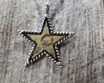 Fired 223 bullet necklace, star necklace, resin pendant, bullet necklace, fired bullet necklace