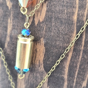 9mm bullet necklace, bullet and bead necklace, bullet necklace, bullet jewelry, brass 9mm
