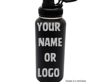 Custom Laser Engraved Insulated Water Bottle: 32oz Stainless Steel