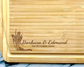 Personalized Bamboo Cutting Board, Cheese Charcuterie Board, Custom Wedding Gift, Wood Anniversary Gift, Engraved Name Housewarming Gift