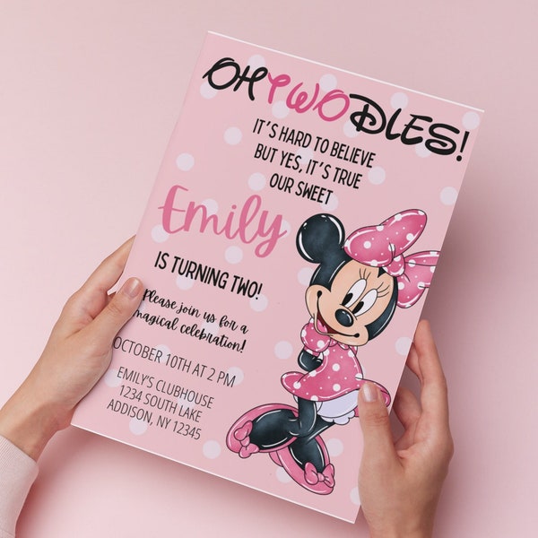 OH TWODLES, Minnie Mouse birthday invite, Digital download , oh twodle invitation