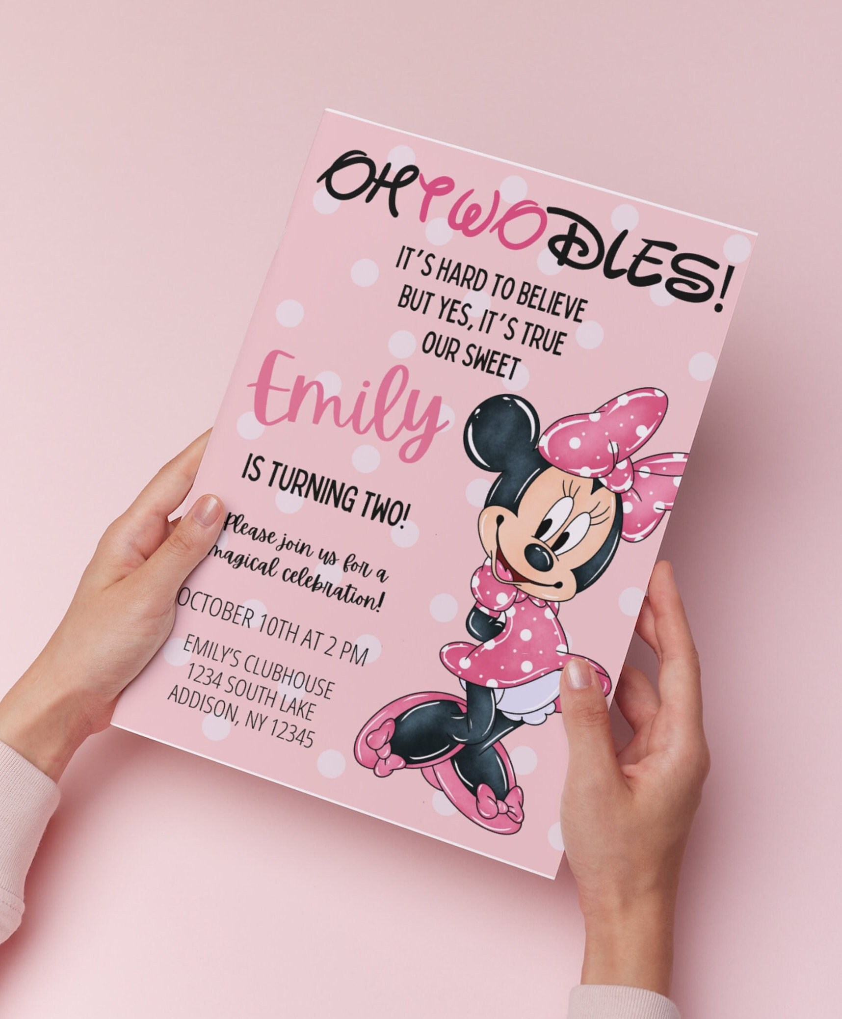 OH TWODLES Minnie Mouse birthday invite Digital download oh twodle invitation