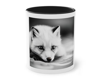 Arctic Baby Fox Two-Tone Coffee Mug, 11oz