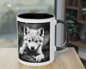 Baby Wolf Mug, Wolf Puppy Mug, Baby Wolf Coffee Mug, Coffee Mug, Gift for Child, Wolf Mug, Wolf Coffee Cup, Wolf Present, Animal Coffee Mug