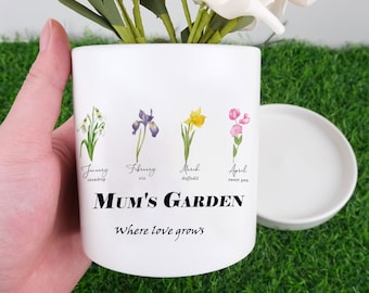 Unique Birth Month Flower Pot, Personalized Outdoor Decor, Thoughtful Gift for Her, Mother's Day Surprise, Decorative Ceramic Planter