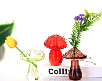 Handcrafted Glass Mushroom Bud Vase, Mushroom Aesthetics Flower Vase, Whimsical Mushroom Decor, Greenery Enthusiast Gift - Page B