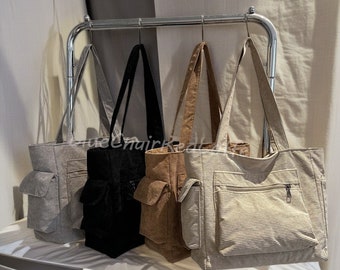 Corduroy Handbag, Vintage Handbag, Zipper Shoulder Bag, Large Capacity Single Shoulder Bag, Women's Bag, Casual Bag, Daily Bag, Gift for Her