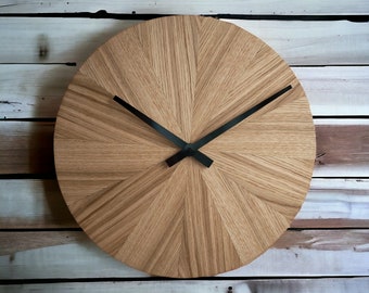 Vegas Orologio in legno NERO impiallacciato in ROVERE REALIZZATO A MANO 15,75''