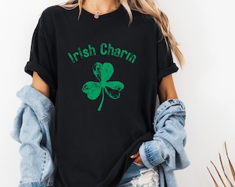 Comfort Colors Vintage Distressed Shamrock Tee Irish Charm Shirt St. Patrick's Day Tshirt Lucky Clover T-Shirt Irish Festival Shirt Green