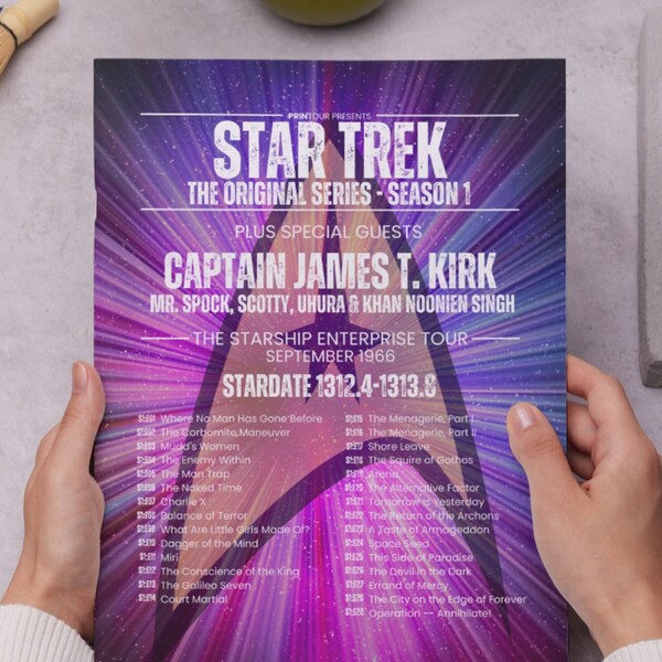 Star Trek: The Original Series Season 1 - Premium Band Tour Style Poster Wall Art Prints - A4 & A3 Frames Available - Trekkie Geek Artwork