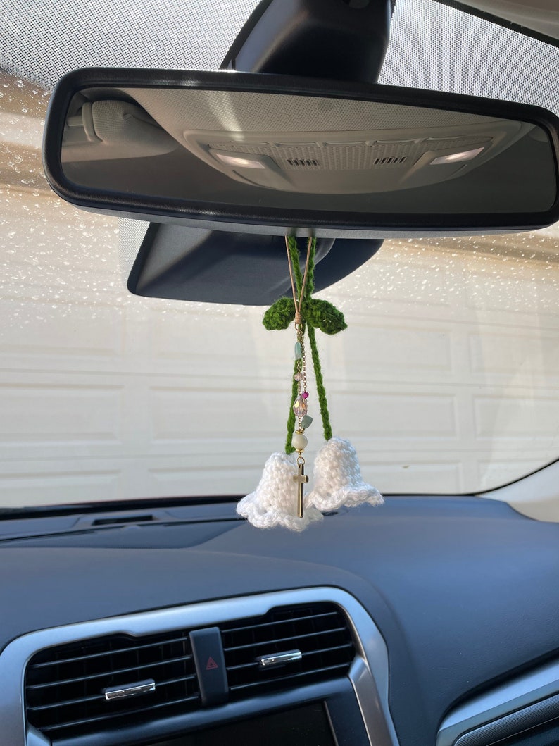 Crochet Lily of the Valley Rearview Mirror Charm Decorations - Etsy