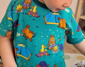 T-Shirt mit der Maus, Ente und Elefant am Lagerfeuer