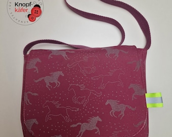 Sac d'école maternelle/sac à bandoulière avec chevaux en softshell réfléchissant