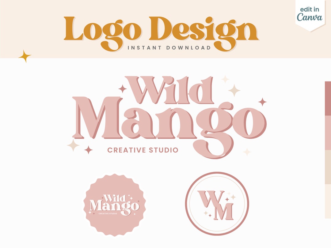 Retro Logo Design Editable Canva Small Business Logo Template ...