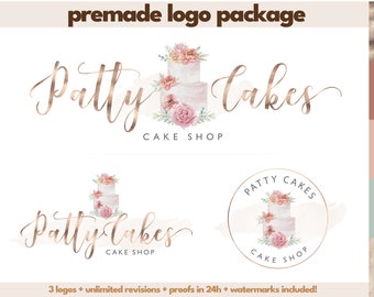 Cake Logo, Chef Logo, Bakery Logo Design, Rolling Pin Logo, Premade Logo Design, Cafe Logo, Dessert Logo, Sweets Logo, Kitchen Logo