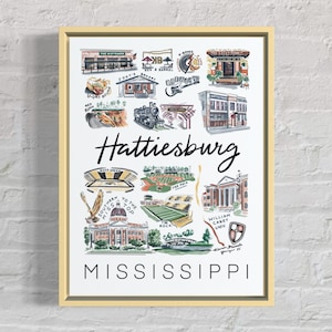 Hattiesburg, Mississippi - Impresión de arte, decoración de pared