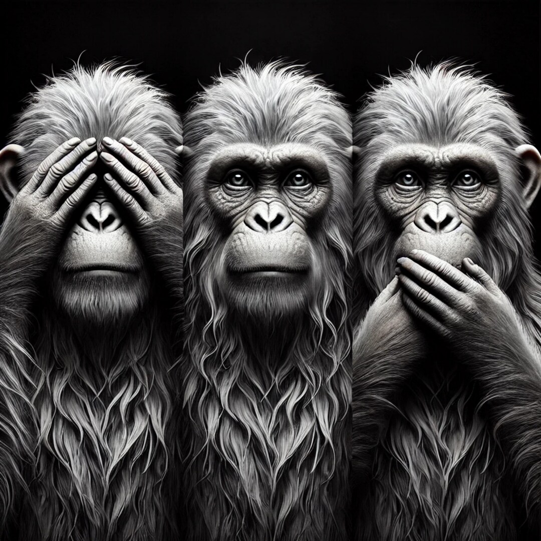 Three Wise Monkeys - Realistic Digital Art Print - Etsy